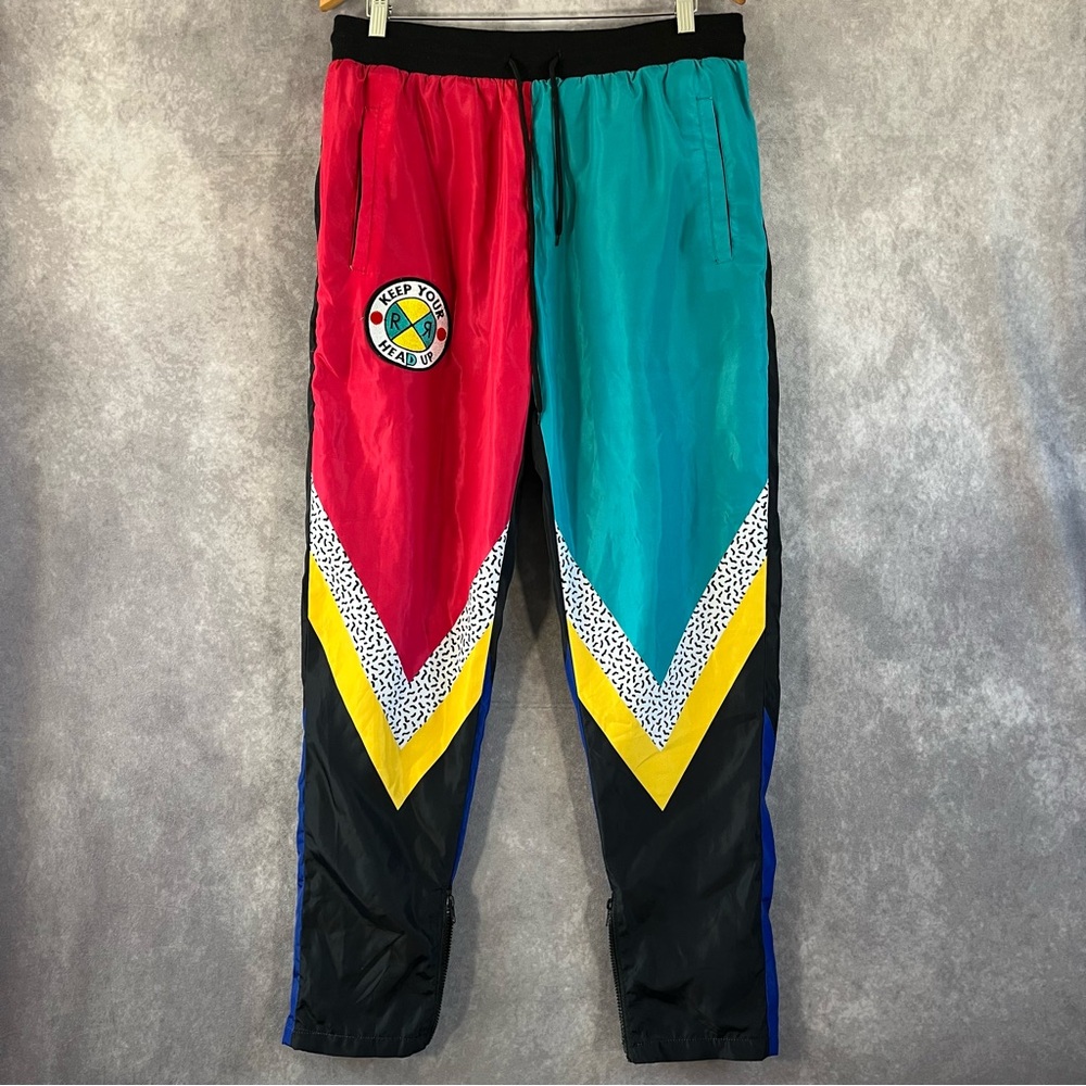Reason Pants Mens XL Black Red Teal Blue Colorful Hip Hop Urban Joggers w/ Patch